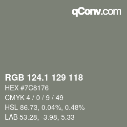 カラーコード: RGB 124.1 129 118 | qconv.com