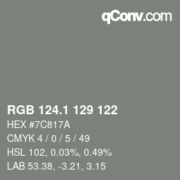 Color code: RGB 124.1 129 122 | qconv.com