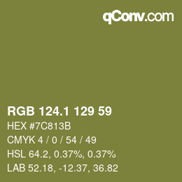 カラーコード: RGB 124.1 129 59 | qconv.com