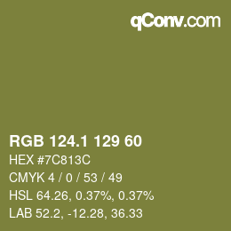 カラーコード: RGB 124.1 129 60 | qconv.com
