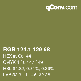 カラーコード: RGB 124.1 129 68 | qconv.com