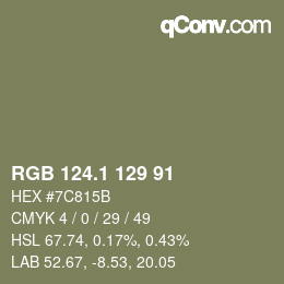Color code: RGB 124.1 129 91 | qconv.com