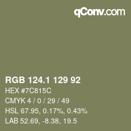 カラーコード: RGB 124.1 129 92 | qconv.com