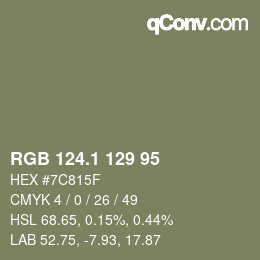 カラーコード: RGB 124.1 129 95 | qconv.com