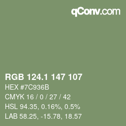 カラーコード: RGB 124.1 147 107 | qconv.com