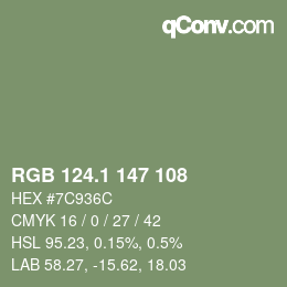 カラーコード: RGB 124.1 147 108 | qconv.com