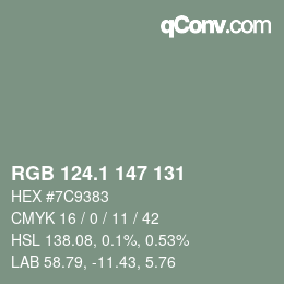 Color code: RGB 124.1 147 131 | qconv.com
