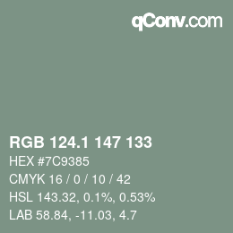 Color code: RGB 124.1 147 133 | qconv.com