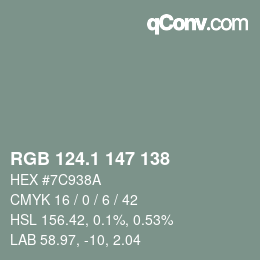 Color code: RGB 124.1 147 138 | qconv.com