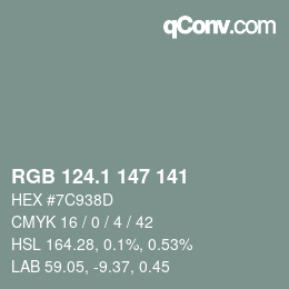 Color code: RGB 124.1 147 141 | qconv.com
