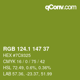 カラーコード: RGB 124.1 147 37 | qconv.com