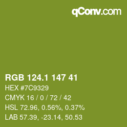 カラーコード: RGB 124.1 147 41 | qconv.com
