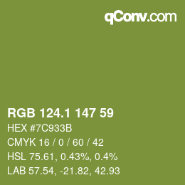 カラーコード: RGB 124.1 147 59 | qconv.com