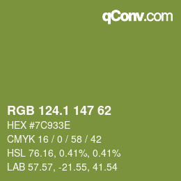 カラーコード: RGB 124.1 147 62 | qconv.com