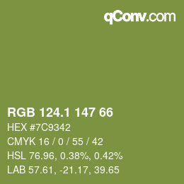 カラーコード: RGB 124.1 147 66 | qconv.com