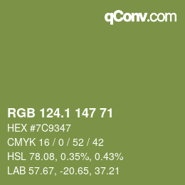 カラーコード: RGB 124.1 147 71 | qconv.com
