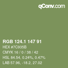 Color code: RGB 124.1 147 91 | qconv.com