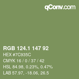 カラーコード: RGB 124.1 147 92 | qconv.com