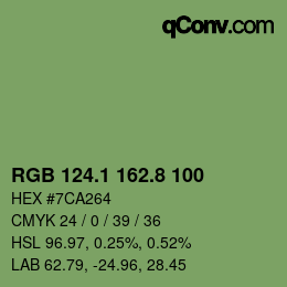 Color code: RGB 124.1 162.8 100 | qconv.com