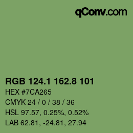 カラーコード: RGB 124.1 162.8 101 | qconv.com