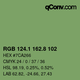 カラーコード: RGB 124.1 162.8 102 | qconv.com