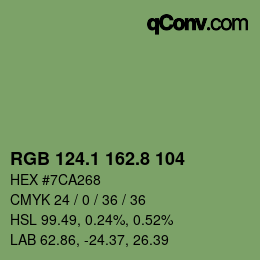 Color code: RGB 124.1 162.8 104 | qconv.com