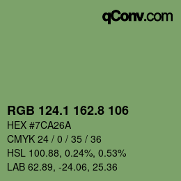 カラーコード: RGB 124.1 162.8 106 | qconv.com
