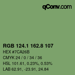 カラーコード: RGB 124.1 162.8 107 | qconv.com