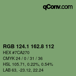 カラーコード: RGB 124.1 162.8 112 | qconv.com