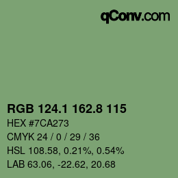 カラーコード: RGB 124.1 162.8 115 | qconv.com
