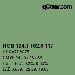 カラーコード: RGB 124.1 162.8 117 | qconv.com