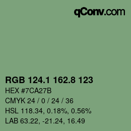Color code: RGB 124.1 162.8 123 | qconv.com