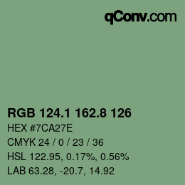 カラーコード: RGB 124.1 162.8 126 | qconv.com