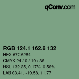 カラーコード: RGB 124.1 162.8 132 | qconv.com