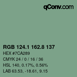 カラーコード: RGB 124.1 162.8 137 | qconv.com