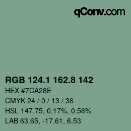 カラーコード: RGB 124.1 162.8 142 | qconv.com