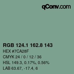 カラーコード: RGB 124.1 162.8 143 | qconv.com