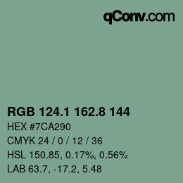 カラーコード: RGB 124.1 162.8 144 | qconv.com