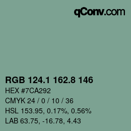 カラーコード: RGB 124.1 162.8 146 | qconv.com