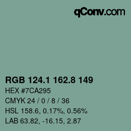 カラーコード: RGB 124.1 162.8 149 | qconv.com