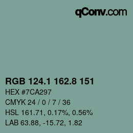 カラーコード: RGB 124.1 162.8 151 | qconv.com