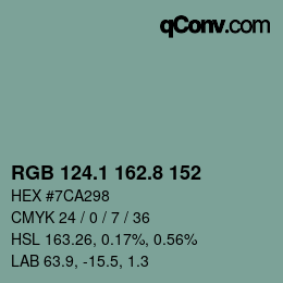 カラーコード: RGB 124.1 162.8 152 | qconv.com