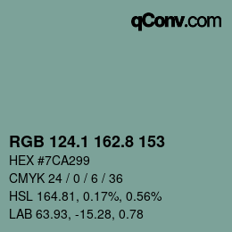 カラーコード: RGB 124.1 162.8 153 | qconv.com