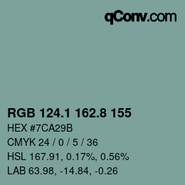 Color code: RGB 124.1 162.8 155 | qconv.com