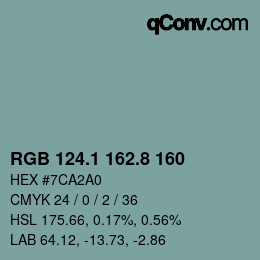 Color code: RGB 124.1 162.8 160 | qconv.com