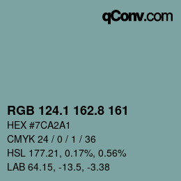 カラーコード: RGB 124.1 162.8 161 | qconv.com