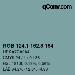 Color code: RGB 124.1 162.8 164 | qconv.com