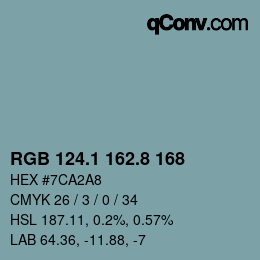 Code couleur: RGB 124.1 162.8 168 | qconv.com