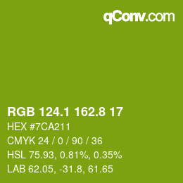 カラーコード: RGB 124.1 162.8 17 | qconv.com