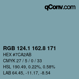 カラーコード: RGB 124.1 162.8 171 | qconv.com